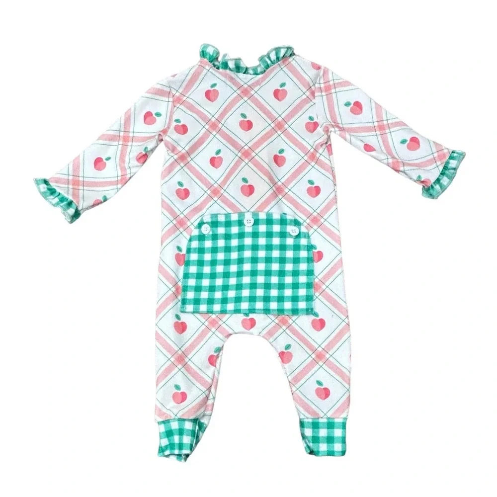 SUGAR BEE CLOTHING - Ruffle Buttflap - Peaches Plaid - NWOT!